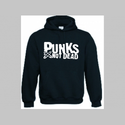 Punks not Dead mikina s kapucou stiahnutelnou šnúrkami a klokankovým vreckom vpredu 